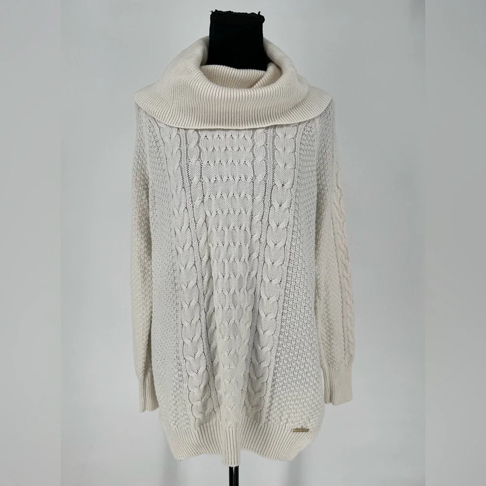 MICHAEL KORS IVORY CABLE KNIT COWL NECK‎ SWEATER